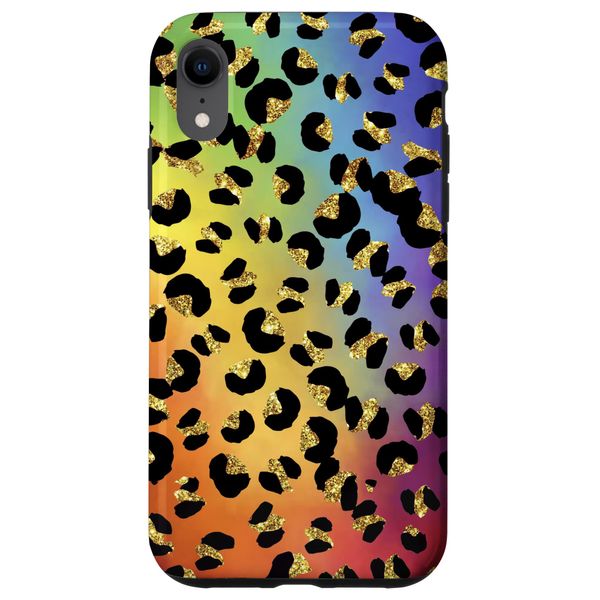 Aesthetic Rainbow Leopard Pattern Animal Cheetah Print Case for iPhone XR