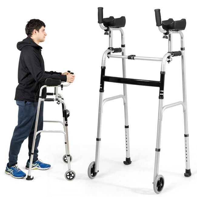 Adjustable Foldable Movable Aluminum Tube Walker for Disabled and