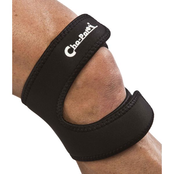 Cho-Pat Dual Action Knee Strap, Provides Full Mobility and Pain Relief for Arthritic, Weakened Knees, Tendonitis, Osgood Schlatter’s, Meniscus Tears, and Chondromalacia, Black, Medium