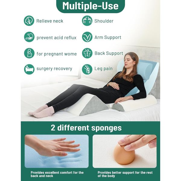 6PCS Orthopedic Wedge Pillow Set for Sleeping, Memory Foam Post Surgery