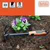 BLACK+DECKER Double Hoe - 3 Prong and Heel - 30cm - Ergonomic Handle - Black/Orange