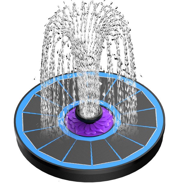 SZMP Solar Fountain 2024 Upgraded 100% Glass Panel, 3.5W Solar Bird Bath Fountains with 7 Nozzle & 4 Fixer, Solar Fountain Pump for Bird Bath, Garden, Patio, Pond, Pool, Fish Tank, Outdoor (Blue)