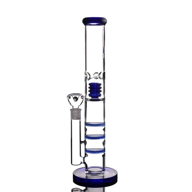 Aoheuo 15.3 Inch Glass Bon 18mm Joint Recycler Glass Bong Bong (Blue)