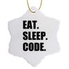 3dRose ORN_180391_1 Eat Sleep Code Computer Coder. Programmer. Love to Program. Coding Snowflake Ornament, Porcelain, 3-Inch