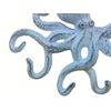 Rustic Dark Blue Whitewashed Cast Iron Octopus Hook 11 Inch - Decorative Hook - Sealife Metal Wall Hook