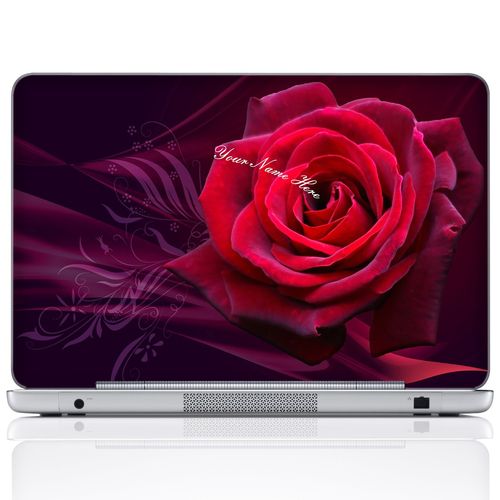Meffort Inc Personalized Laptop Notebook Notebook Skin Sticker Cover Art Decal, Customize Your Name (12 Inch, Red Rose)