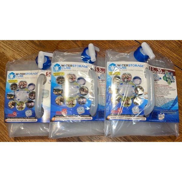 3 Water Storage Cube BPA Free Collapsible Water Containers 5.3 G with Spigot NEW