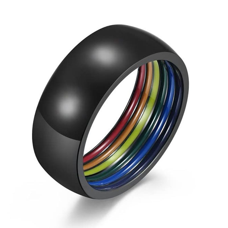 Pride Shack - Mars / Male Black Steel Wave Ring - Mens Gay Pride - Foto 13