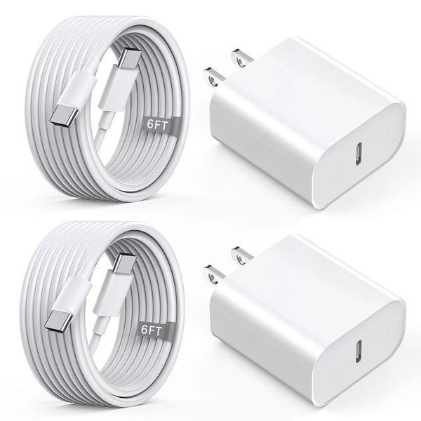 USB C Charger Fast Charging for iPhone 16,6 FT 20W USB C Charger Fast Wall Charger Power Adapter with 6FT USB-C to USB-C Charging Cable for iPhone 16/16 Plus/16 Pro/16 Pro Max/15 Pro/15Pro Max(2Pack)