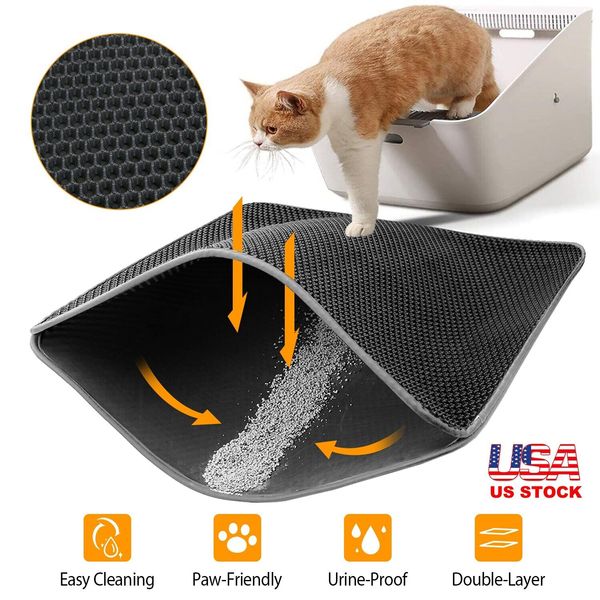 Cat Litter Mat Double Layer Pad Pet Kitten Trapper Dirt Catcher Waterproof