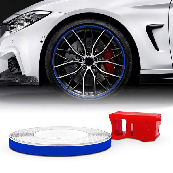 Racing Wheel Trim with Applicator Tool for Car Wheels, Blue