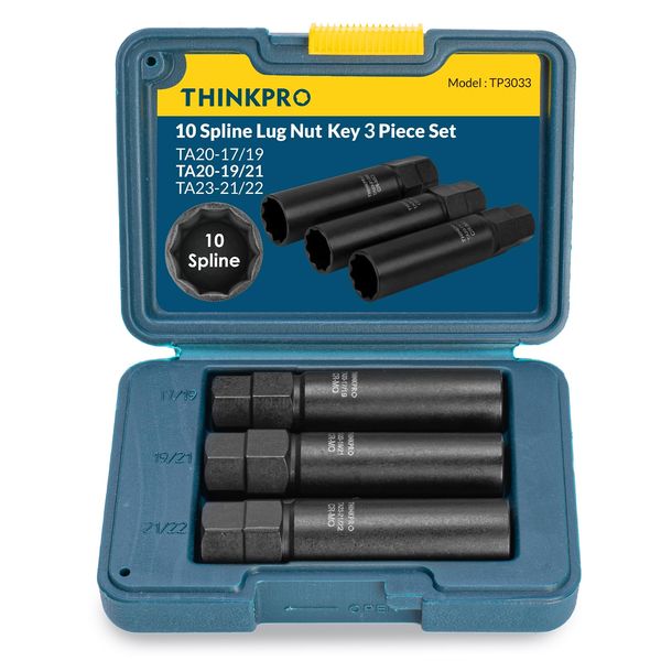Thinkpro 10-Spline Lug Nut Key, Compatible with Bimecc 10-Spline Lug Nuts and Bolts, 10-Point Wheel Lock Socket for Easy Removal (3-Piece Pack)