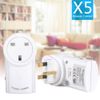 Sockets Switch with Wireless Remote Control for Light, Household Appliances Home Programmable Electrical Plug Outlet Switch 30m/100ft Operating Range 5 Pack