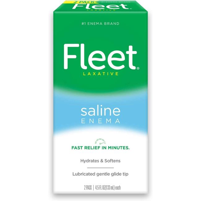 Fleet Laxative Saline Enema for Adult Constipation, 2 Bottles, 4.5 Fl Oz