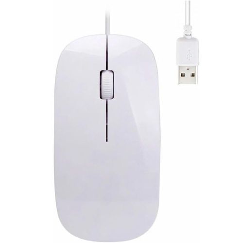 Usb Wired Mouse, Ultra-Slim USB Wire Mouse, 1600 DPI 2.4 GHZ Receiver, Optical Tracking Sensor Gaming Mice, Noiseless Computer Mouse Compatible with Laptop PC Computer Mac Desktop. (White)