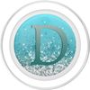 Teal Gray Initial Letter D On Silver Light Blue PopSockets PopGrip for MagSafe
