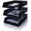 OS Smart Choice A4 Letter Trays, 3-Tier Stackable Document Organiser, Plastic Desktop Filing System, BLACK