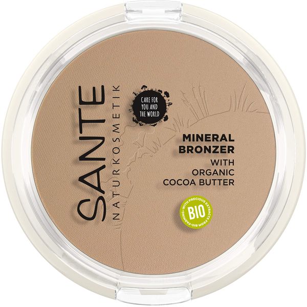 SANTE Naturkosmetik Mineral Bronzer, Contouring & Bronzer Powder, pigmenti che riflettono la luce per un bagliore perfetto, con preziosi estratti biologici, naturale, vegano, 9 g