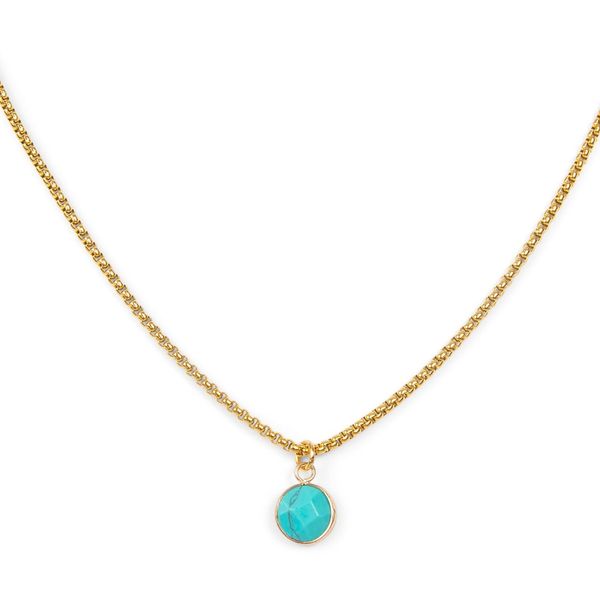 Classic Gold Stone Pendant Necklace - Turquoise