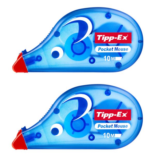2 x Tipp-ex Pocket Mouse Instant Correction Rollers 4.2mm 10M White 42709 Tippex