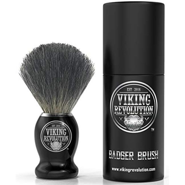 Viking Revolution Badger Hair Shaving Brush- Shave Brush for Wet Shave Using Shaving Cream & Soap- Best Shave of Your Life for Safety Razor, Double Edge Razor, Straight Razor or Shaving Razor