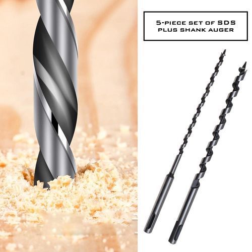 5PCS Woodworking Auger Bit Set 230mm SDS plus 6 10 14 18 20mm Wood Drill Bits