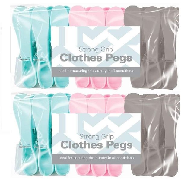 18pcs Super Grip Extra Strong Plastic Clothes PegWashing Line Strong Pegs