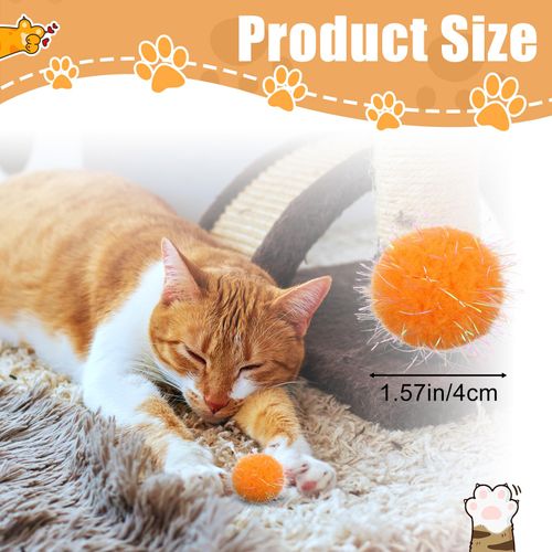 Kifmurase 60 Pcs Colorful Cats Sparkle Pom Balls, Interactive Pom Poms Cat Toys Assorted Color, Glitter Tinsel Poms Ball Soft Fuzzy Cat Balls for Kitten's Favorite Toys All Kittens Indoor Fun Exercise