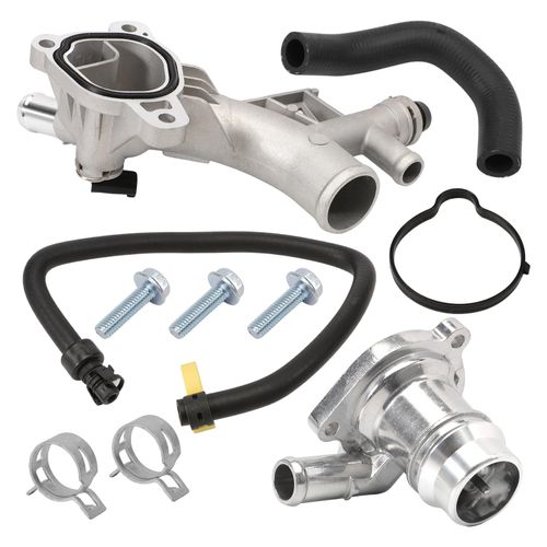 Upgraded Aluminum Coolant Thermostat Housing & Water Outlet kit Fit for Curze 2011-2016 Sonic, 2012-2020 Trax, 2015-2020, Encore 2013-2020 Replace 25193922 55565334 55579010 25200455