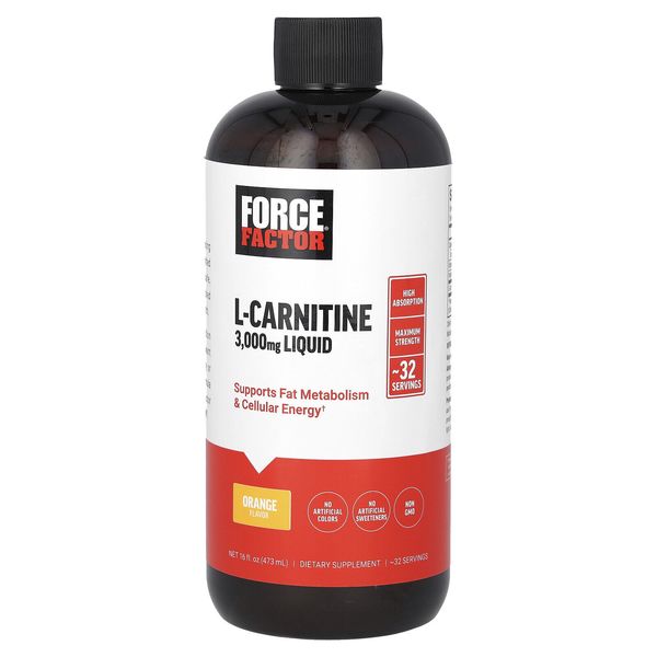 L-Carnitine Liquid, Orange, 3,000 mg, 16 fl oz (473 ml)