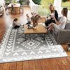 Outsunny Outdoor Rug, 9' x 12' Floor Mat, Gray White Rhombus Patchwork