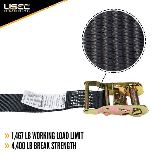 US Cargo Control, Endless Ratchet Straps, 2 Inch Wide X 15 Foot Long, Black Ratchet Straps, Wide Handle Ratchet Tie Down, Endless Cargo Straps, Dependable Utility Strap for Cargo Bundling