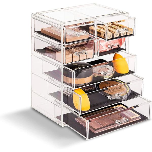 Sorbus Makeup and Jewelry Storage Case Display-3 Large and 4 Small Drawers