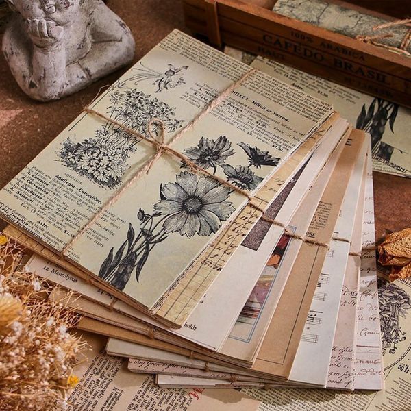 Scrapbooking Papier Deko 20*14cm Vintage Zubehör Bastelpapier 120 Blätter 4 Stile Scrapbooking Sticker Designpapier Tagebuch DIY Kunst Aufkleber für Scrapbook, Tagebuch, Notizbuch, Bullet Journal