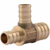 SharkBite UC454LFA10 3/4" x 1/2" Reducing Tee PEX Barb Fitting (10-Pack), brass