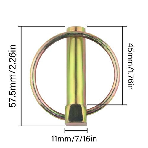 HANLATO 10Pcs 7/16”Heavy Duty Lynch Pin Assortment Kit Linch Pin with Ring for Farm Tractors Trucks Mower Trailers Trolleys Carriages (11x45mm)