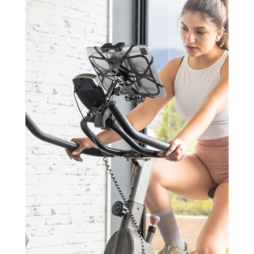 woleyi Exercise Bike Tablet Holder, Treadmill Tablet Mount Handlebar Clamp for Spin Bike, Indoor Cycling Peloton, Stationary Bicycle, Elliptical for 4.7-13" iPad Pro/Air/Mini, Galaxy, Fire, E-Book