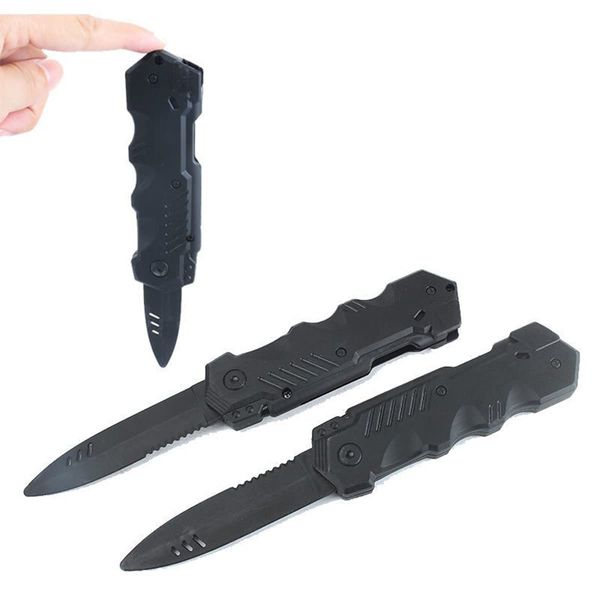 Sujosa 4pcs Retractable Fake Knife Slim Toy Weapon Plastic Prop Dagger Trick Blade for Halloween Fools Day Party Cosplay Joke Gadget Prank Gag Black