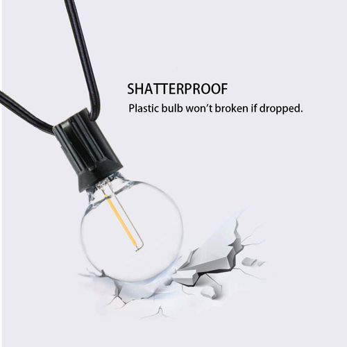 Banord 29FT Globe Outdoor String Lights, Shatterproof Patio Lights with 15 Dimmable Plastic Bulbs, Waterproof Hanging Lights String for Porch Backyard Cafe, E12 Socket Base