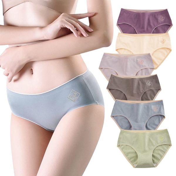 YUMISS Women's Seamless Panties, 100% Cotton, Set of 6, Antibacterial Treatment, Water Absorbent, Quick Drying, AAA Grade Natural Material, Soft to the Touch, Beautiful Butt, Peachy Butt, Make Up, Won't Bite Into The Stuffy, Comfortable, Cute, Cotton, Und