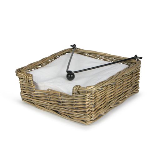 Wrenbury Wicker Napkin Holder for Tables with Weight - Serviettte Holder for Table Outdoor or BBQ - Willow Rattan Style Paper Towel Dispenser Weighted