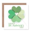 Wee Blue Coo St Patrick's Day Card - Heart Clover