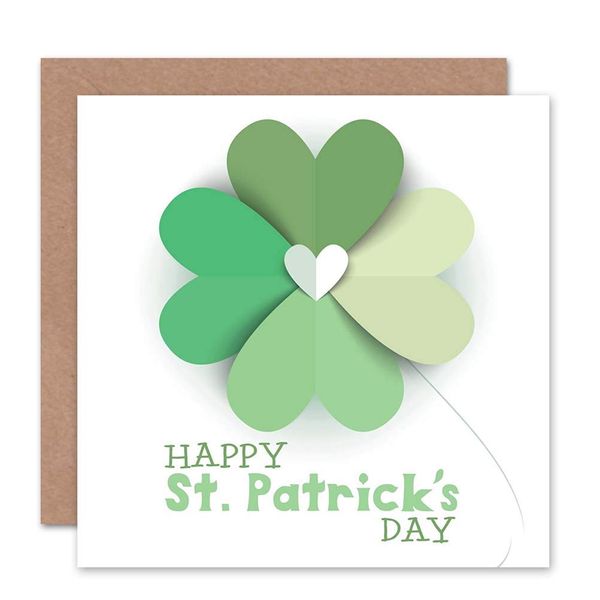 Wee Blue Coo St Patrick's Day Card - Heart Clover