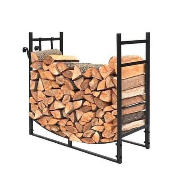 33"Firewood Log Rack, Wrought Iron Wood Lumber Storage Holder for Fireplace