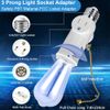 2 Pack Light Socket To Plug Adapter Pull Chain E26 Bulb Splitter Double 3 Prong