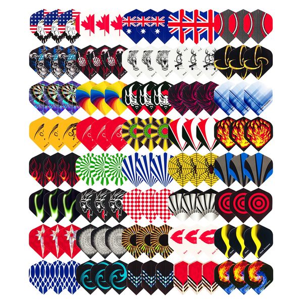 Wolftop Standard Dart Flights 40 Sets 120 Pcs - Durable PET and Laser Replacement Feather Tail Wings - Dart Accessories Kit for Steel Tip Darts and Soft Tip Darts