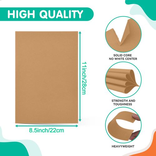 50 Sheets Brown Kraft Cardstock 8.5 x 11 Inch Thick Paper, Brown Smooth Card Stock Heavyweight Printer Paper for Invitations, Scrapbooks, Art, Crafts, DIY Cards, 250GSM Thick Paper