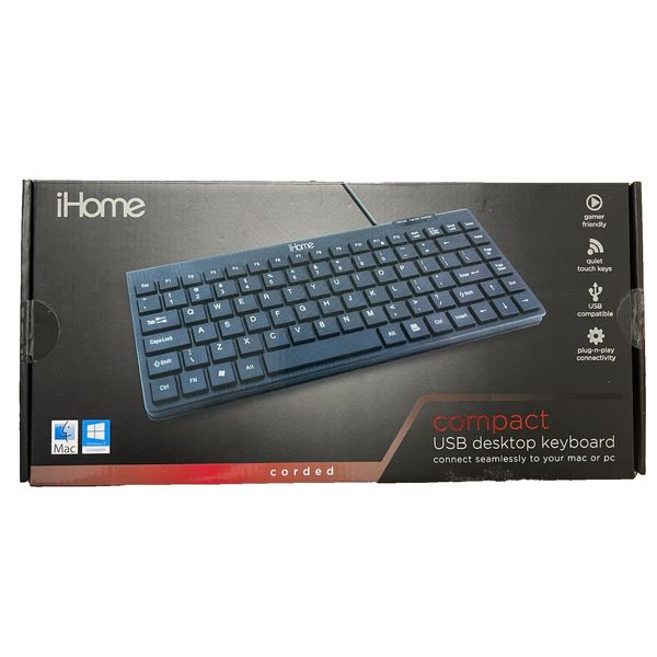 iHome IH-K1010B Compact USB Corded Keyboard (Black)