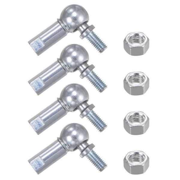 sourcing map 4pcs CS8 M5 Angle Ball Joint, M5x0.8 Right Hand Thread, A3-Steel Self-lubricating Ball Socket End Fitting