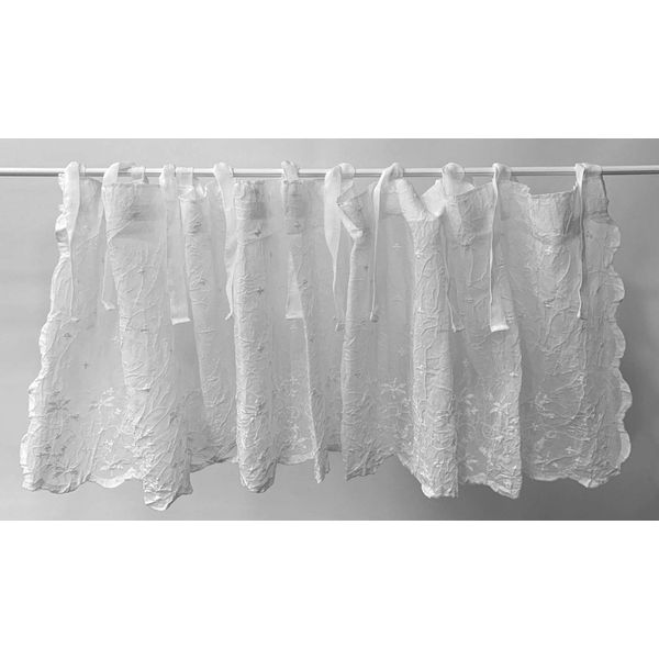 van Deurs bestickte Kurzgardine Panneaux Vintage HxB 40x200 cm Cream